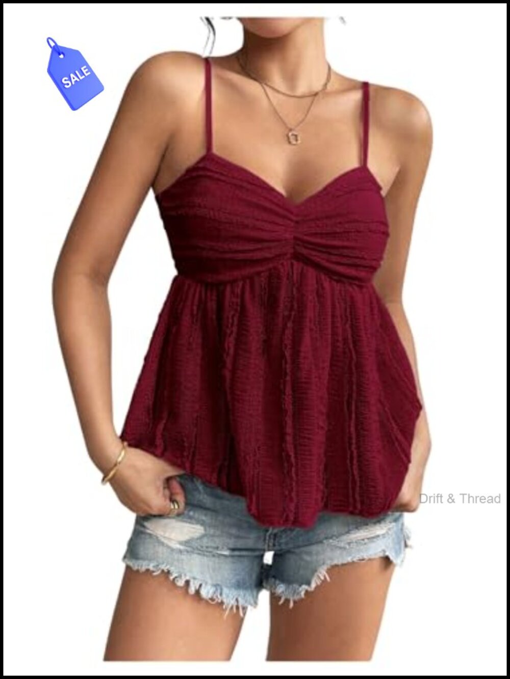 Verdusa Women's Babydoll Camisole Top with Adjustable Spaghetti Straps,